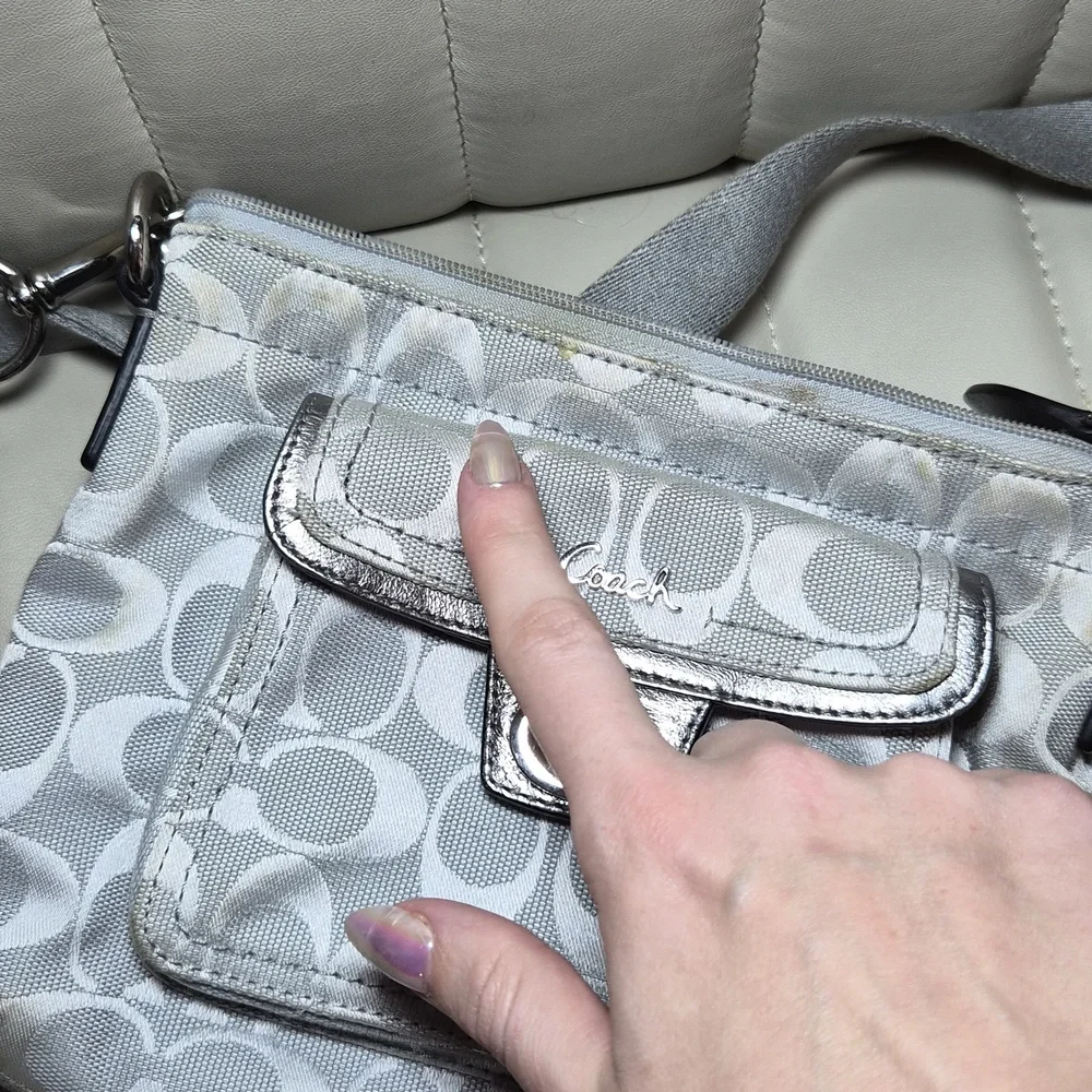 Y2K Coach Silver Signature Crossbody Bag - Silver/Gray
